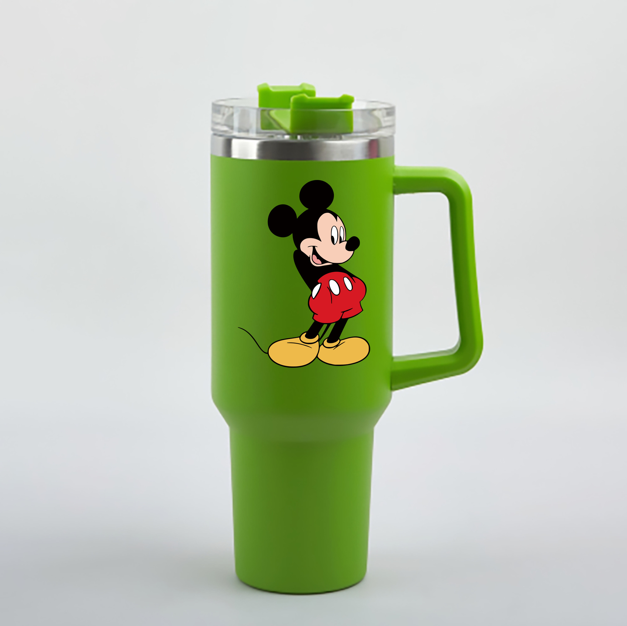 （画像用） ミッキーマウス Mickey Mouse 1200mL車用タンブラー - クリスタルステッカー（プラスチックストロー付き）